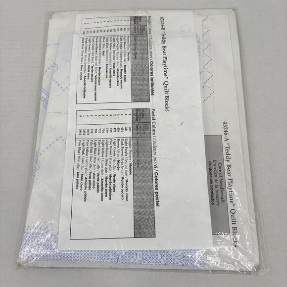 Bucilla Quilt Blocks Teddy Bear Playtime Stamped Cross Stitch 2003 Kit 43246 - Picture 5 of 10